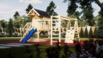 Roys Garden – Domek Drewniany Dla Dzieci z Piaskownicą, Huśtawkami i Drabinką – 01