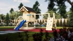 Roys Garden – Domek Drewniany Dla Dzieci ze Ślizgiem, Huśtawkami i Ścianką Wspinaczkową – 01