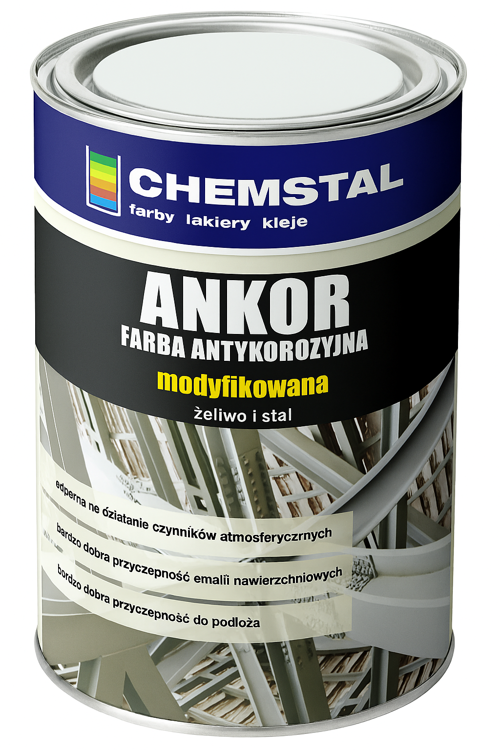 ANKOR FARBA ANTYKOROZYJNA ŻELIWO I STAL CZARNY 10L